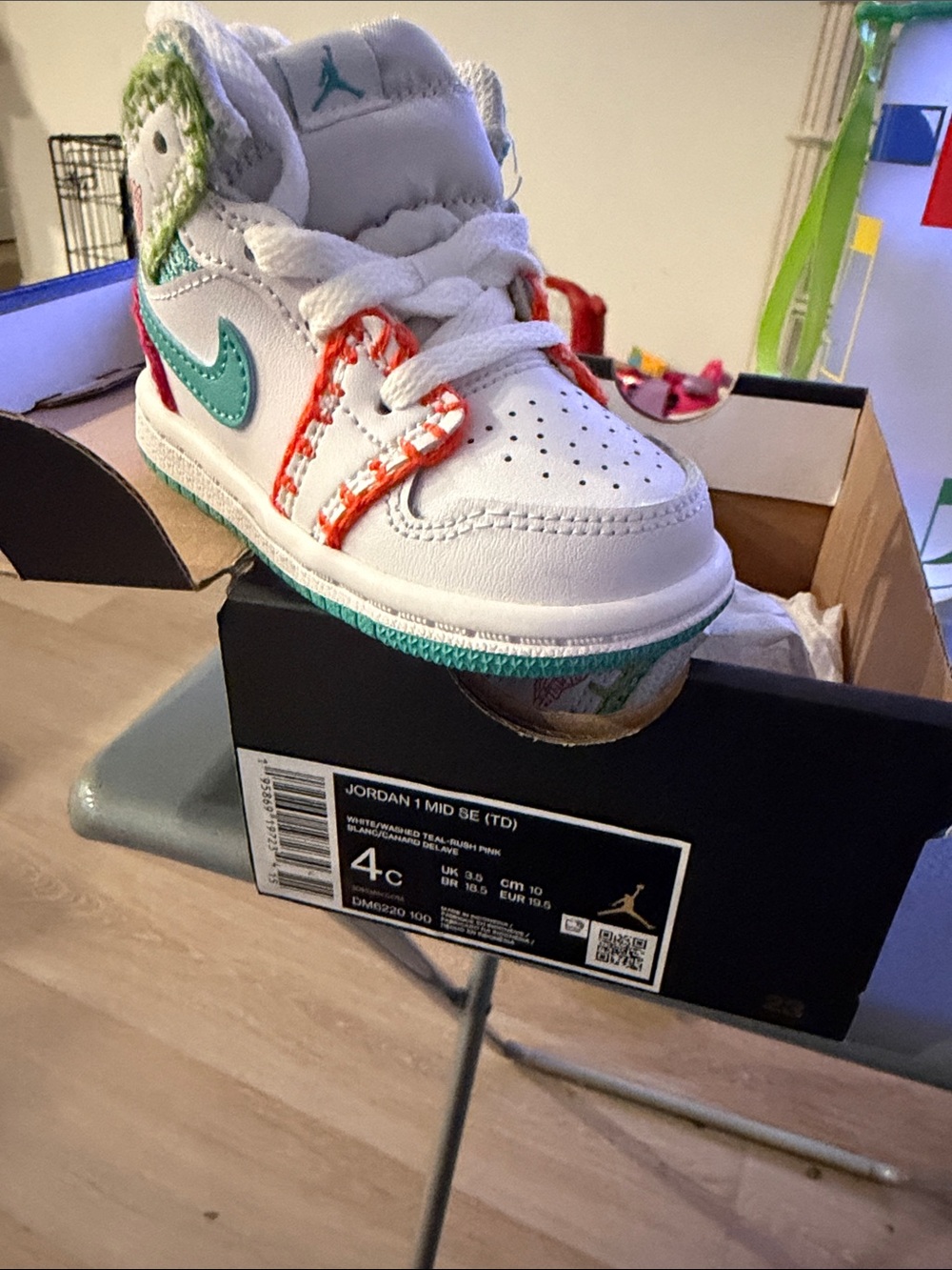 Jordan Kids White Teal Orange Accent Sneakers Brand new and never worn